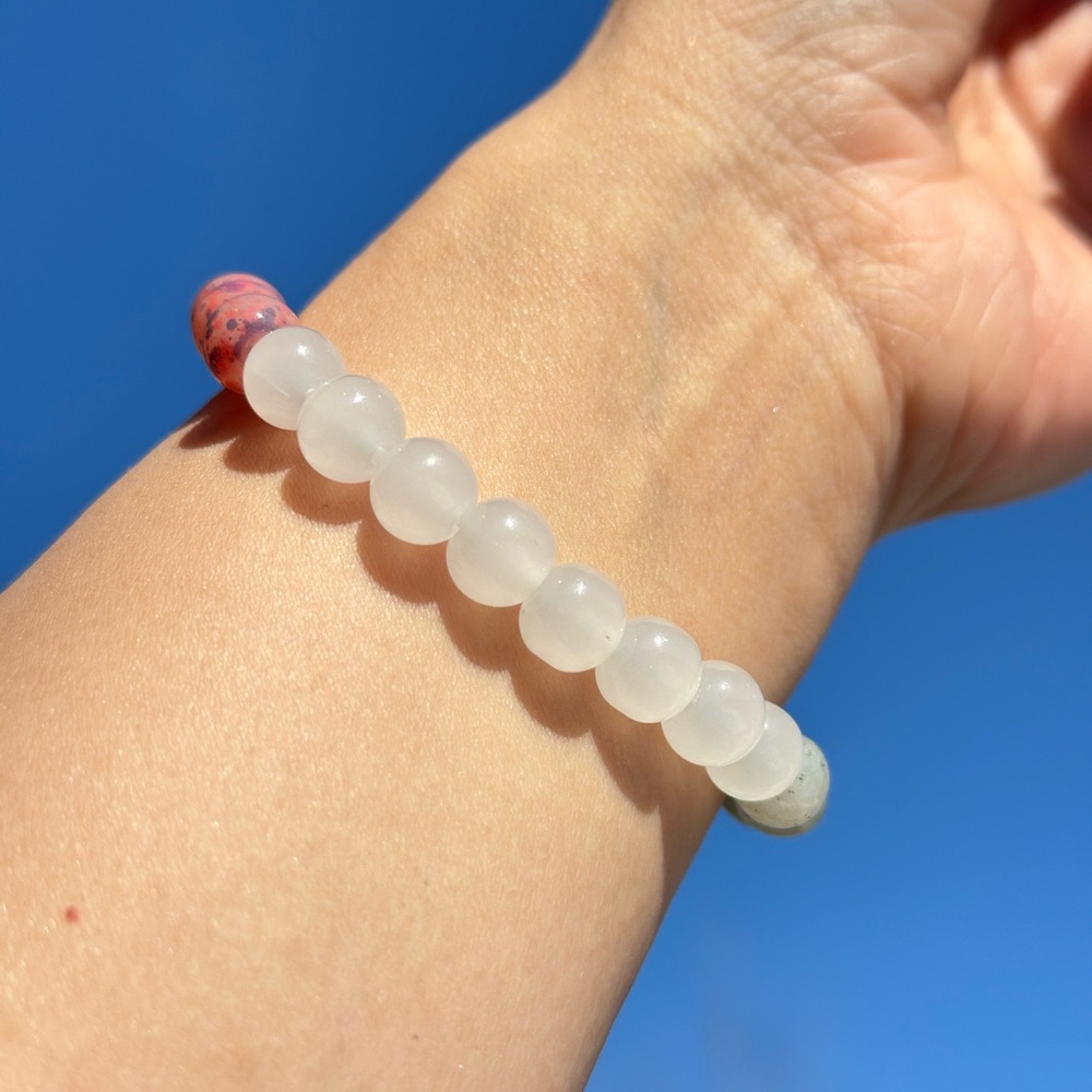 2 for $30 Simple pink love theme crystal beads bracelet, New Wrist Size 6”-7”